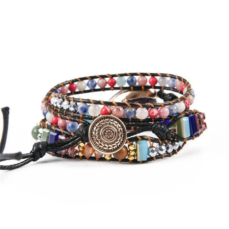Multi Color Stones Natural Beads Crystal Bohemian Bracelet