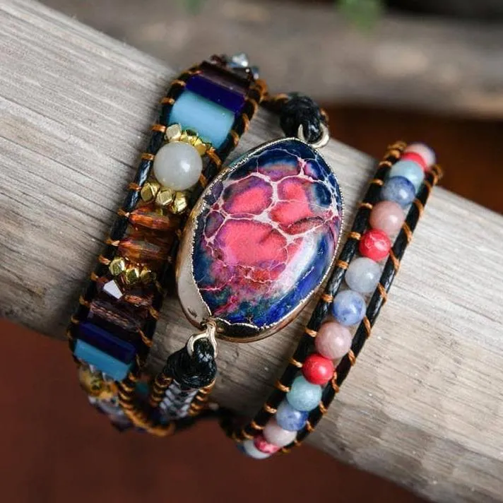Multi Color Stones Natural Beads Crystal Bohemian Bracelet