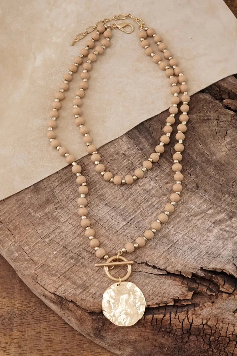 Multi Strand Wooden Bead Necklace