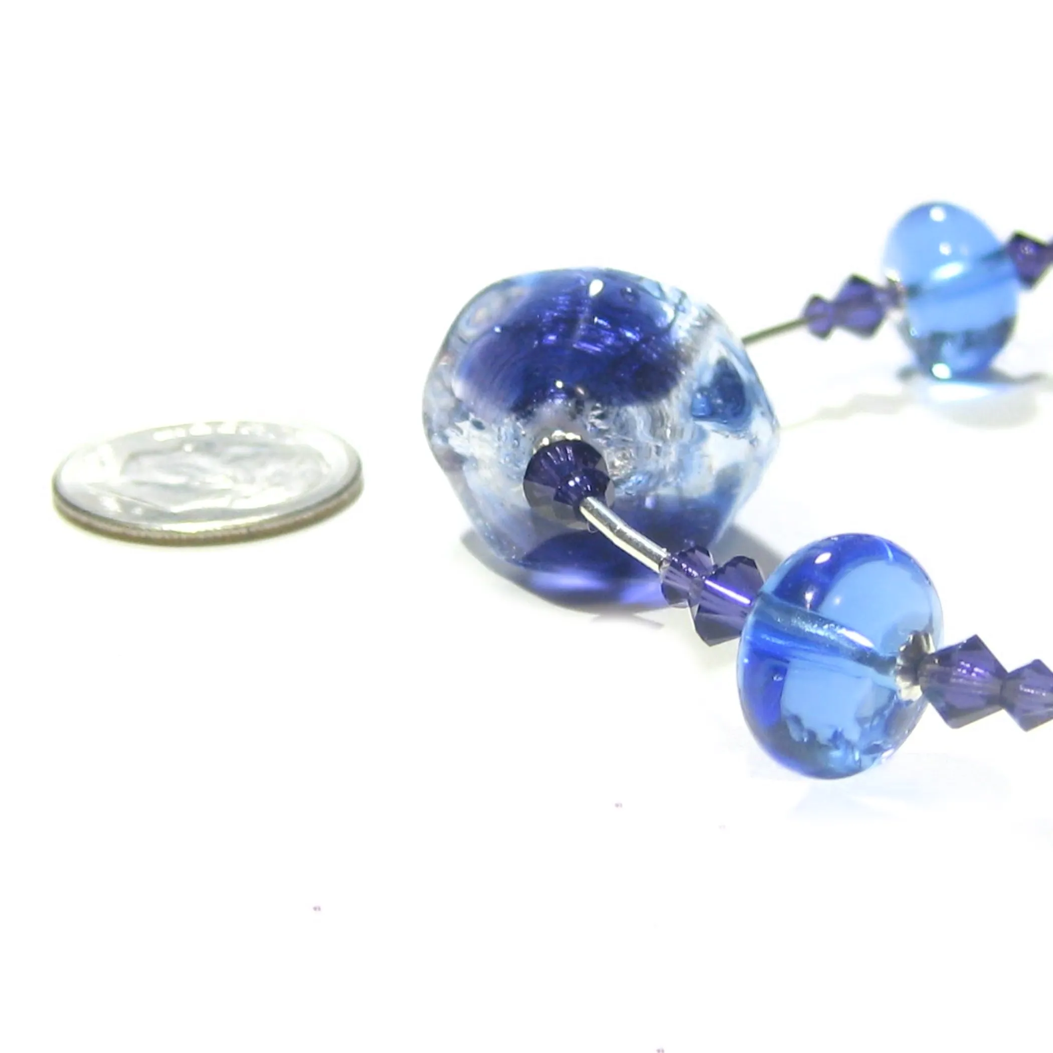 Murano Glass Blue Plum Sterling Silver Necklace by JKC Murano