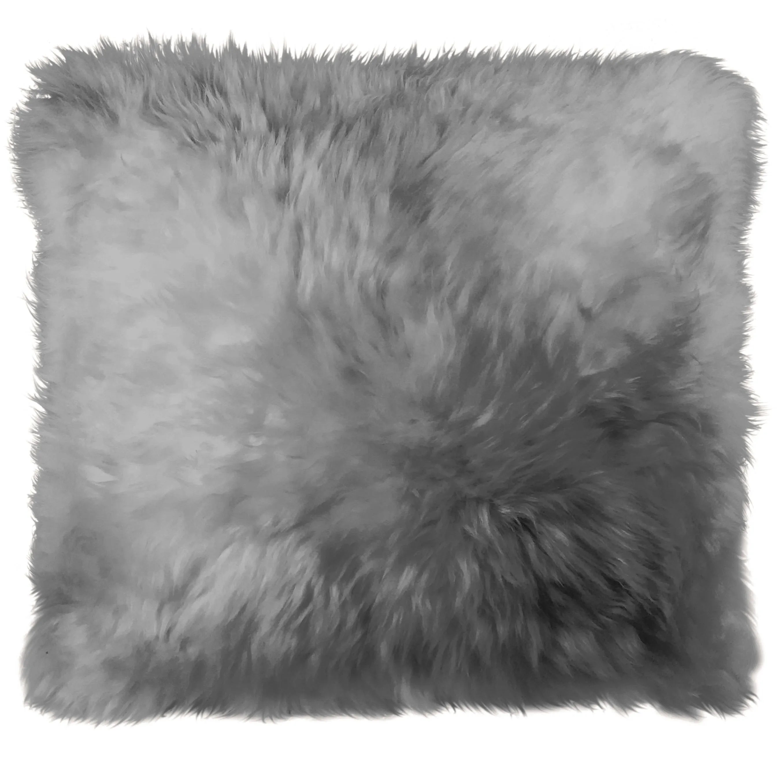 Natural Sheepskin Pillow Cover 16"x16" / Grey