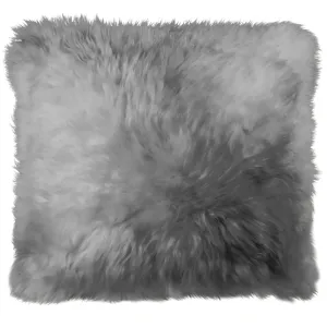 Natural Sheepskin Pillow Cover 16"x16" / Grey