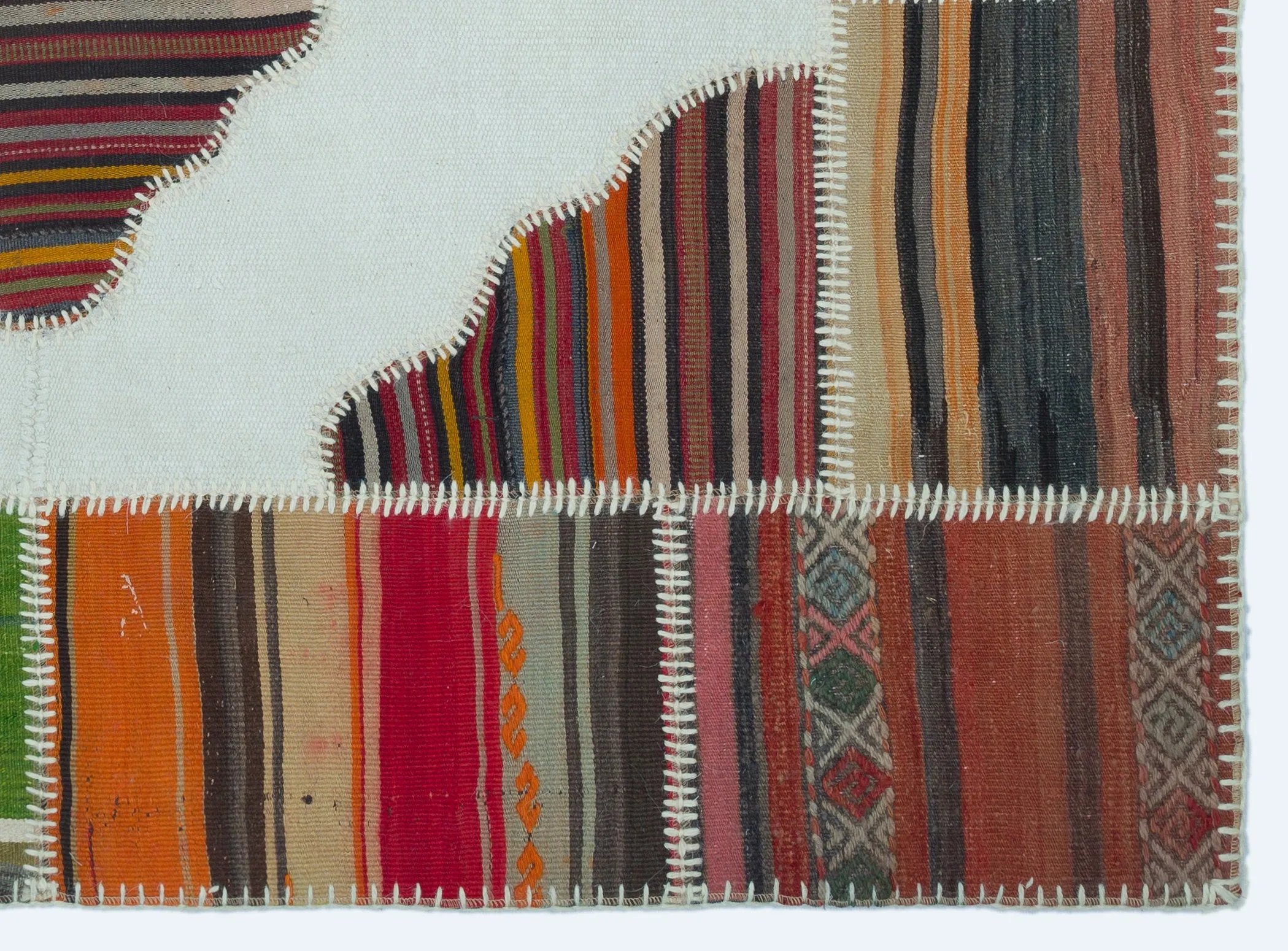Naturel Over Dyed Kilim Patchwork Unique Rug 4'3'' x 5'10'' ft 130 x 177 cm