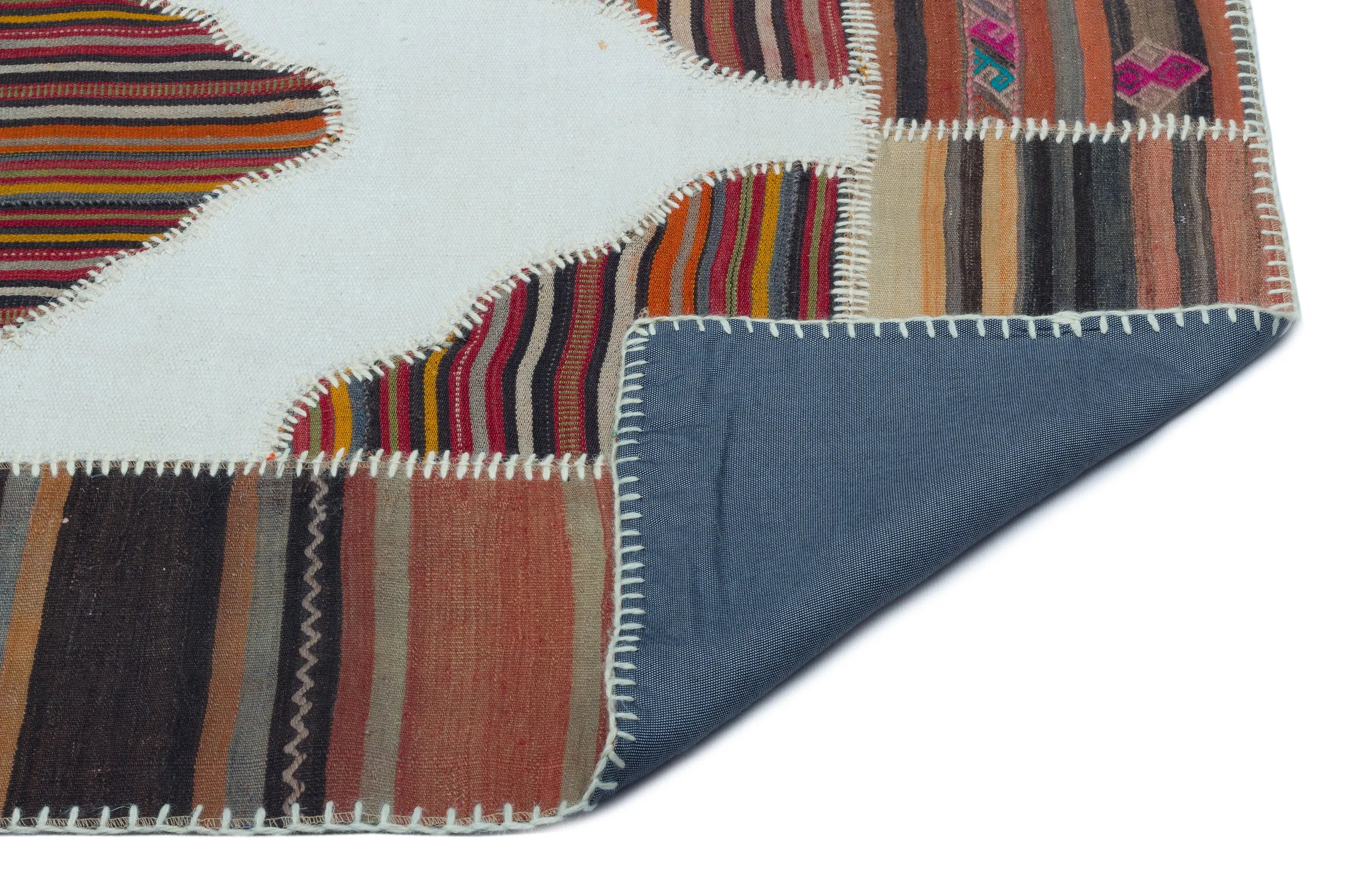 Naturel Over Dyed Kilim Patchwork Unique Rug 4'3'' x 5'10'' ft 130 x 177 cm