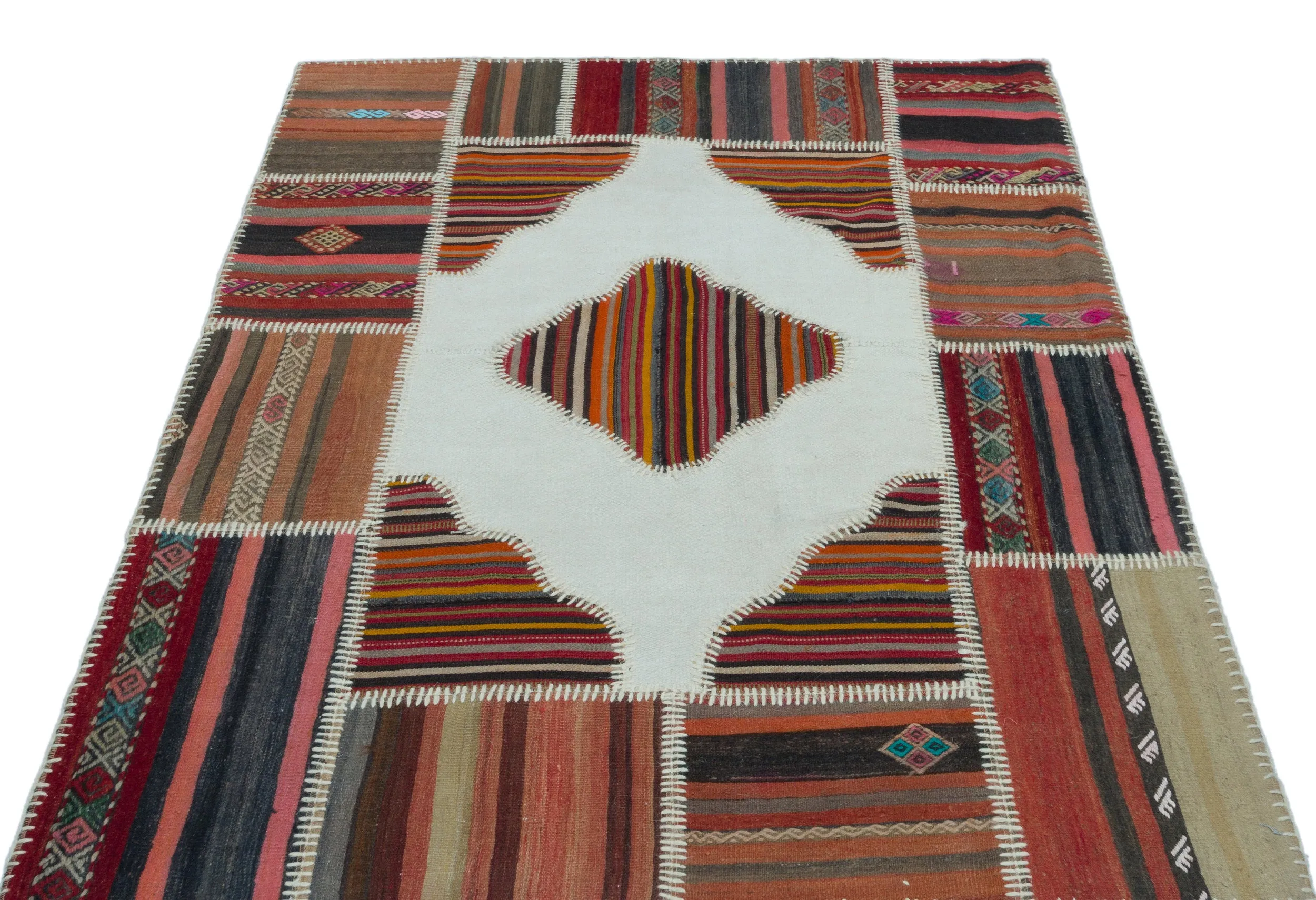 Naturel Over Dyed Kilim Patchwork Unique Rug 4'3'' x 5'11'' ft 130 x 180 cm