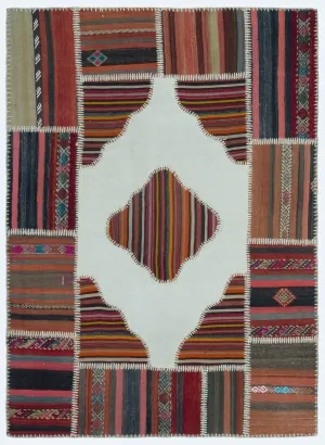 Naturel Over Dyed Kilim Patchwork Unique Rug 4'3'' x 5'11'' ft 130 x 180 cm