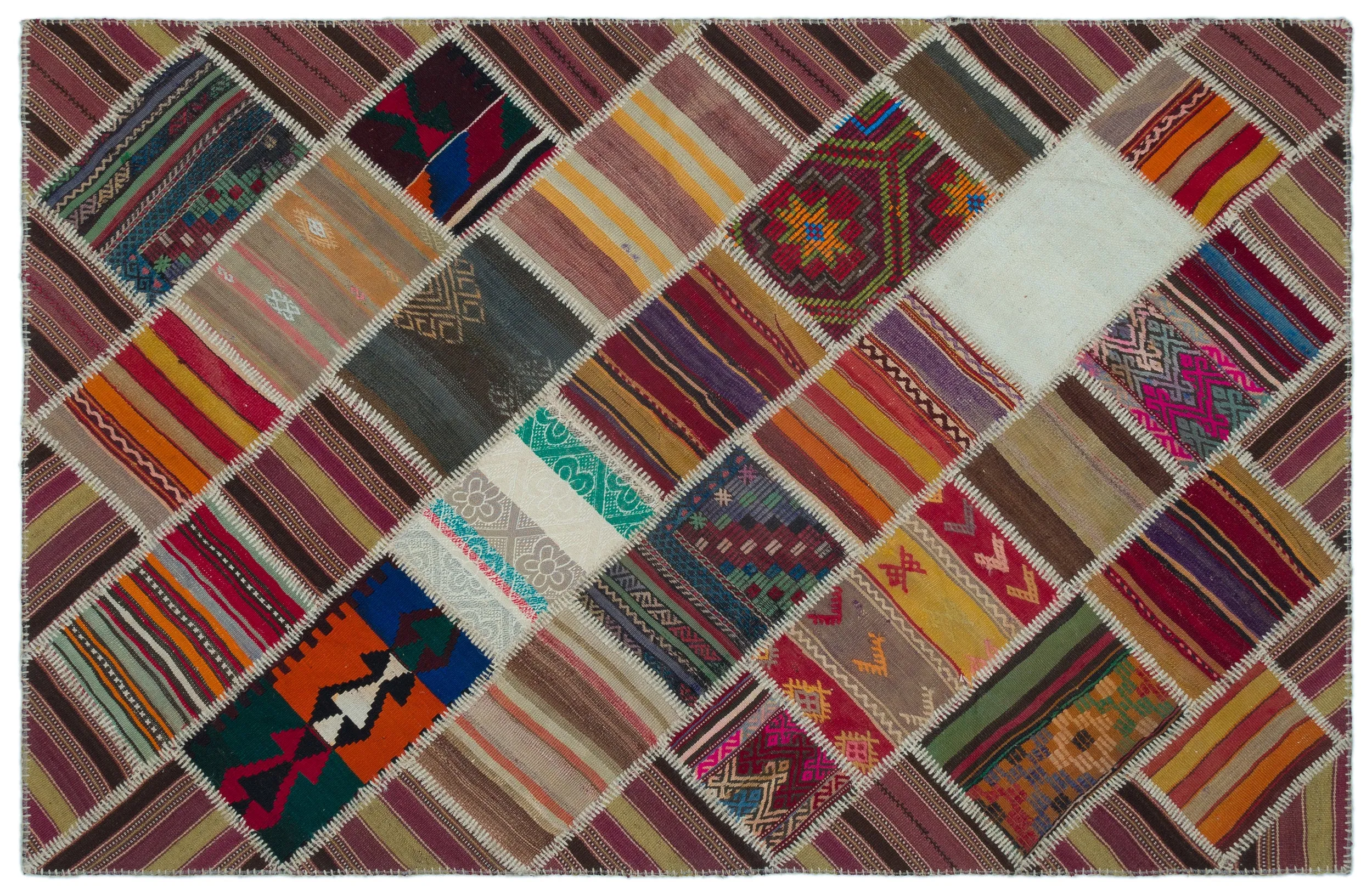 Naturel Over Dyed Kilim Patchwork Unique Rug 5'1'' x 7'10'' ft 155 x 238 cm
