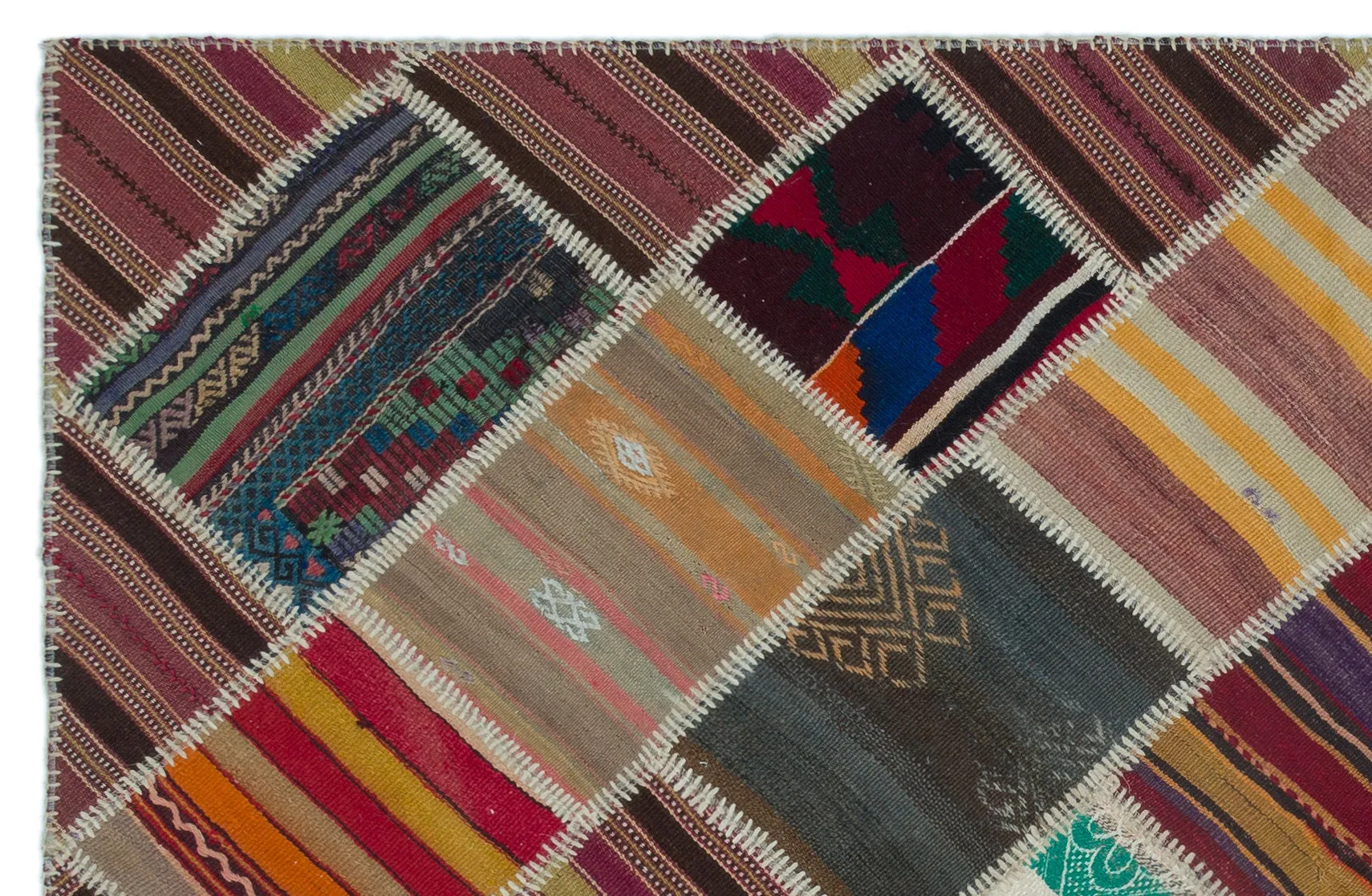 Naturel Over Dyed Kilim Patchwork Unique Rug 5'1'' x 7'10'' ft 155 x 238 cm