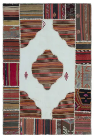 Naturel Over Dyed Kilim Patchwork Unique Rug 5'1'' x 7'7'' ft 155 x 232 cm