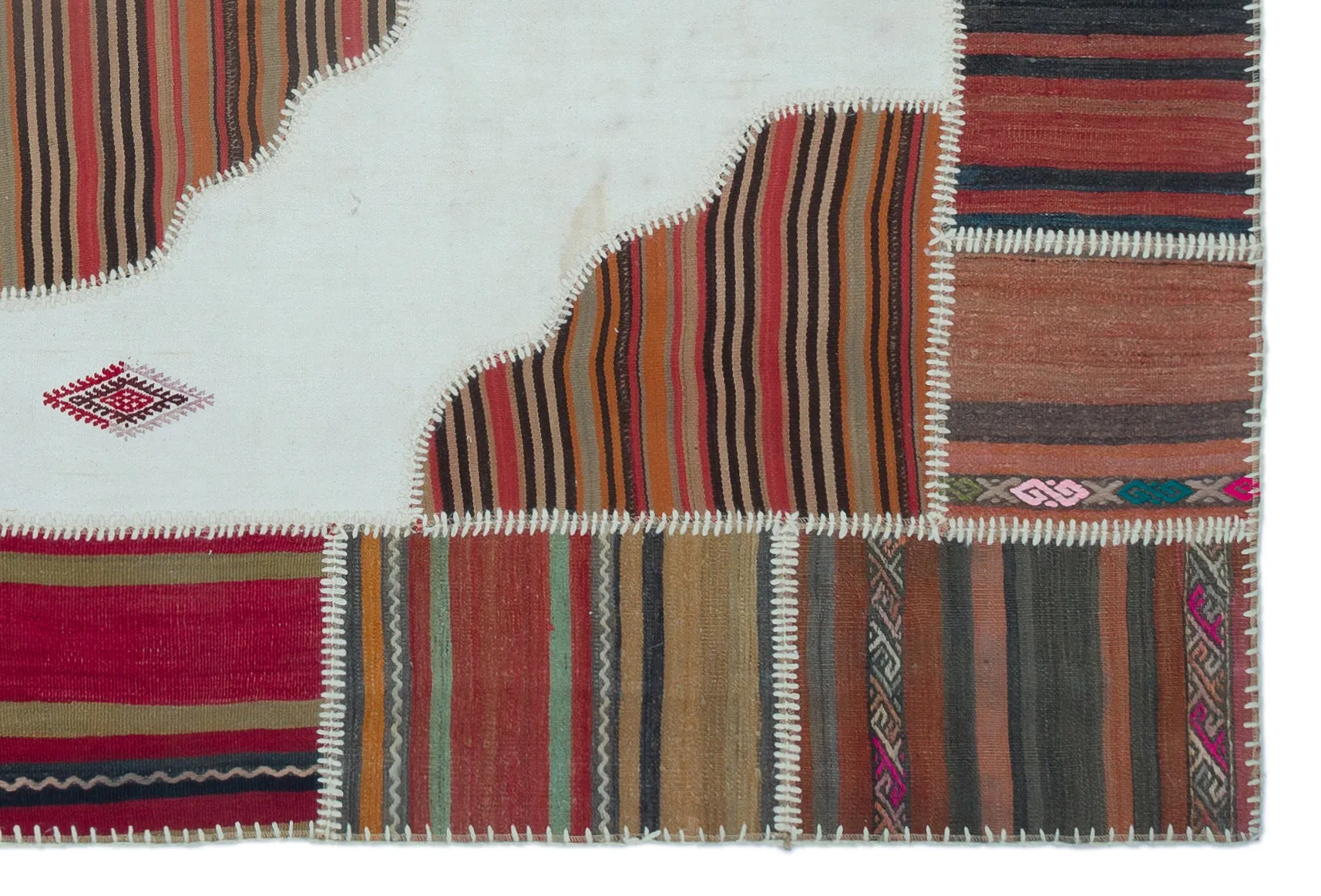 Naturel Over Dyed Kilim Patchwork Unique Rug 5'1'' x 7'7'' ft 155 x 232 cm