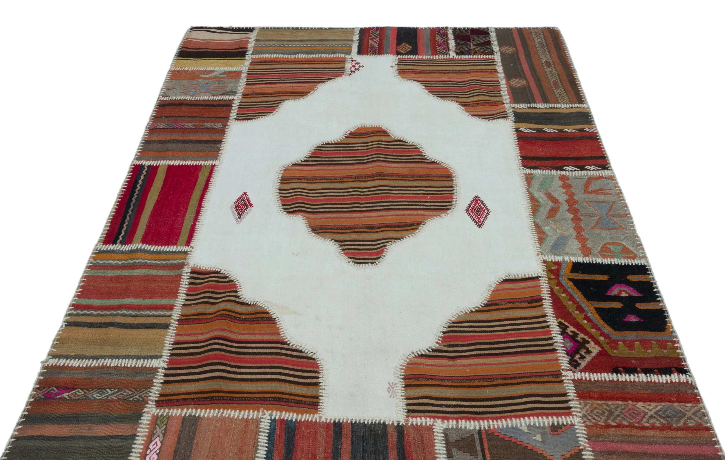 Naturel Over Dyed Kilim Patchwork Unique Rug 5'1'' x 7'7'' ft 155 x 232 cm