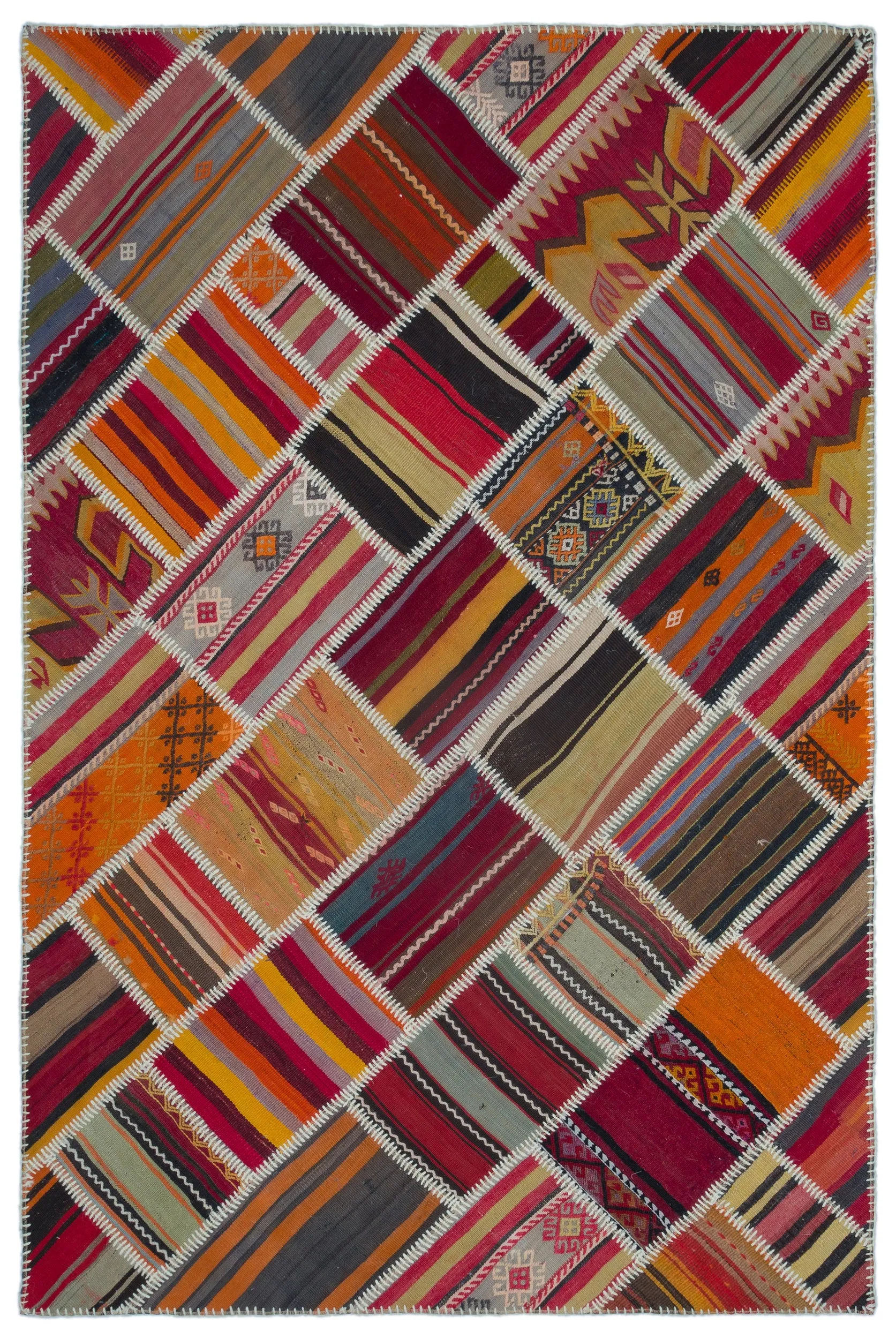 Naturel Over Dyed Kilim Patchwork Unique Rug 5'1'' x 7'8'' ft 156 x 234 cm