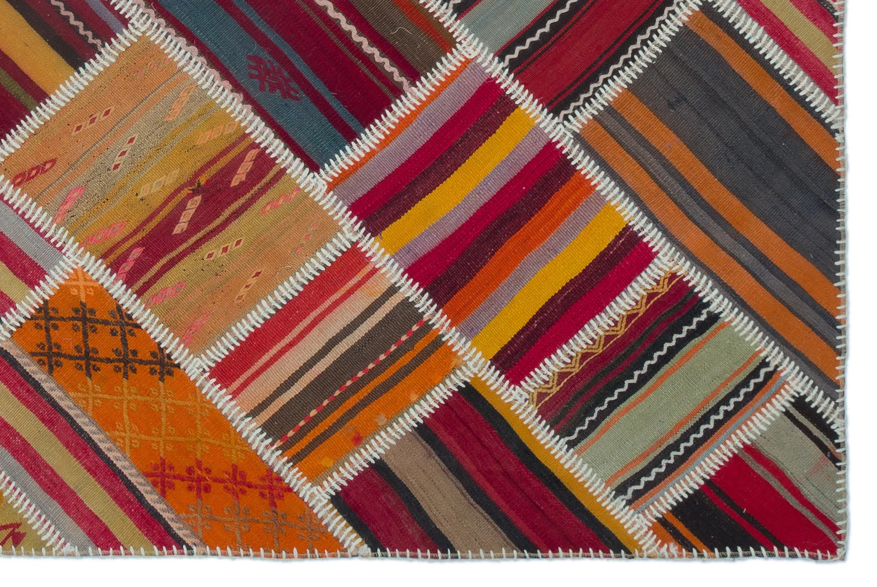 Naturel Over Dyed Kilim Patchwork Unique Rug 5'1'' x 7'8'' ft 156 x 234 cm