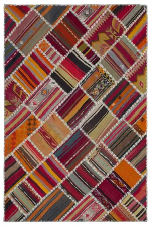 Naturel Over Dyed Kilim Patchwork Unique Rug 5'1'' x 7'8'' ft 156 x 234 cm