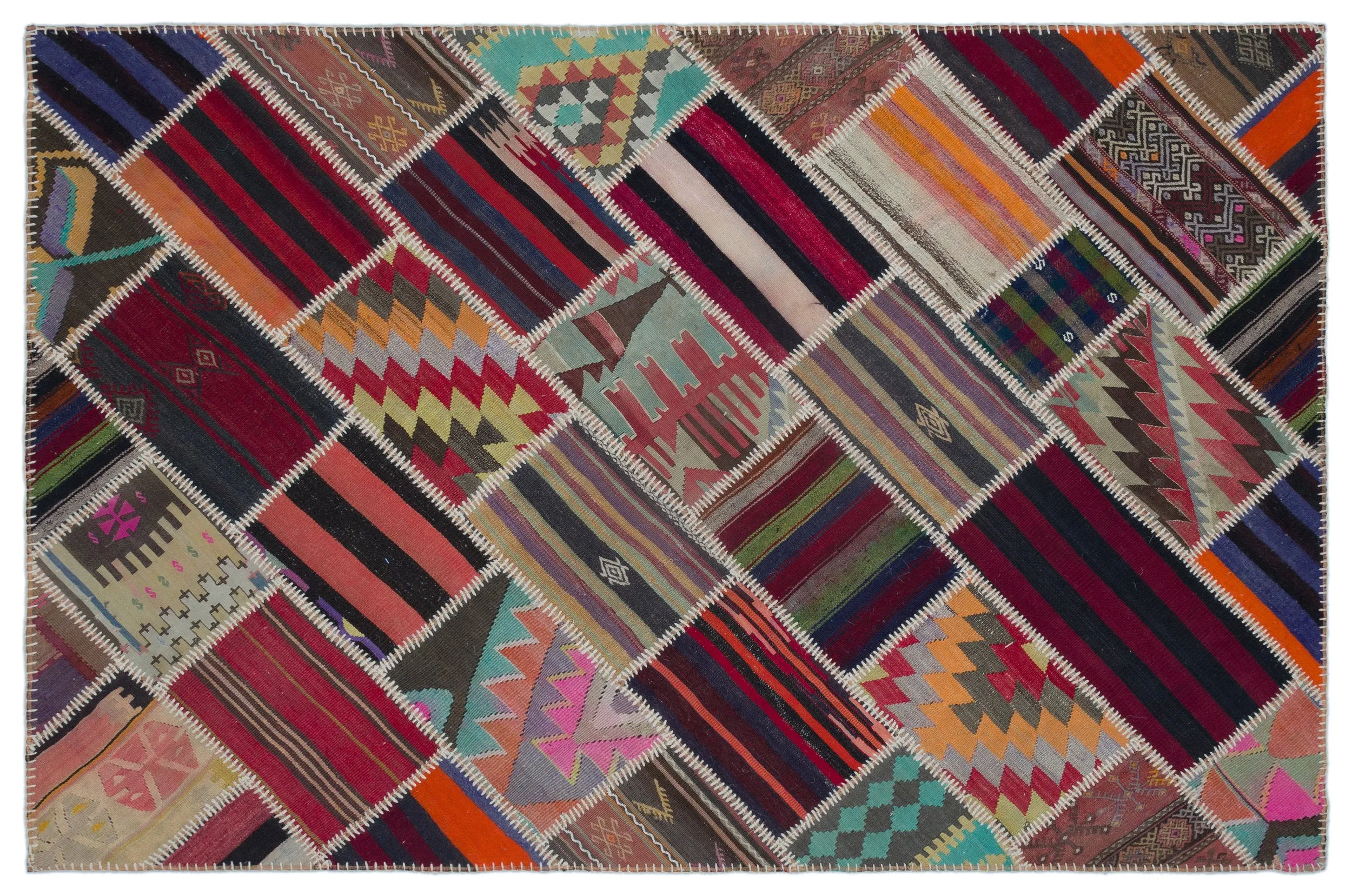 Naturel Over Dyed Kilim Patchwork Unique Rug 5'1'' x 7'9'' ft 155 x 237 cm