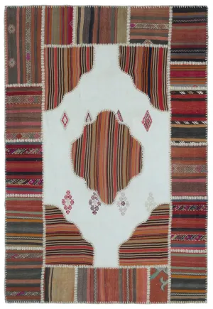 Naturel Over Dyed Kilim Patchwork Unique Rug 5'2'' x 7'5'' ft 157 x 226 cm