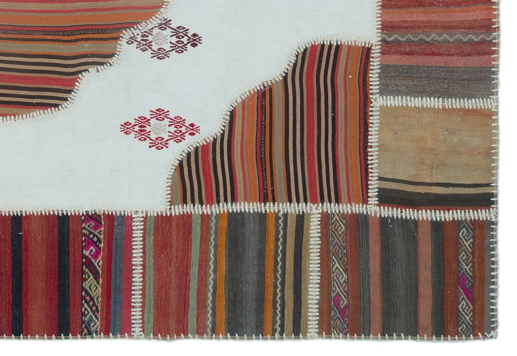Naturel Over Dyed Kilim Patchwork Unique Rug 5'2'' x 7'5'' ft 157 x 226 cm