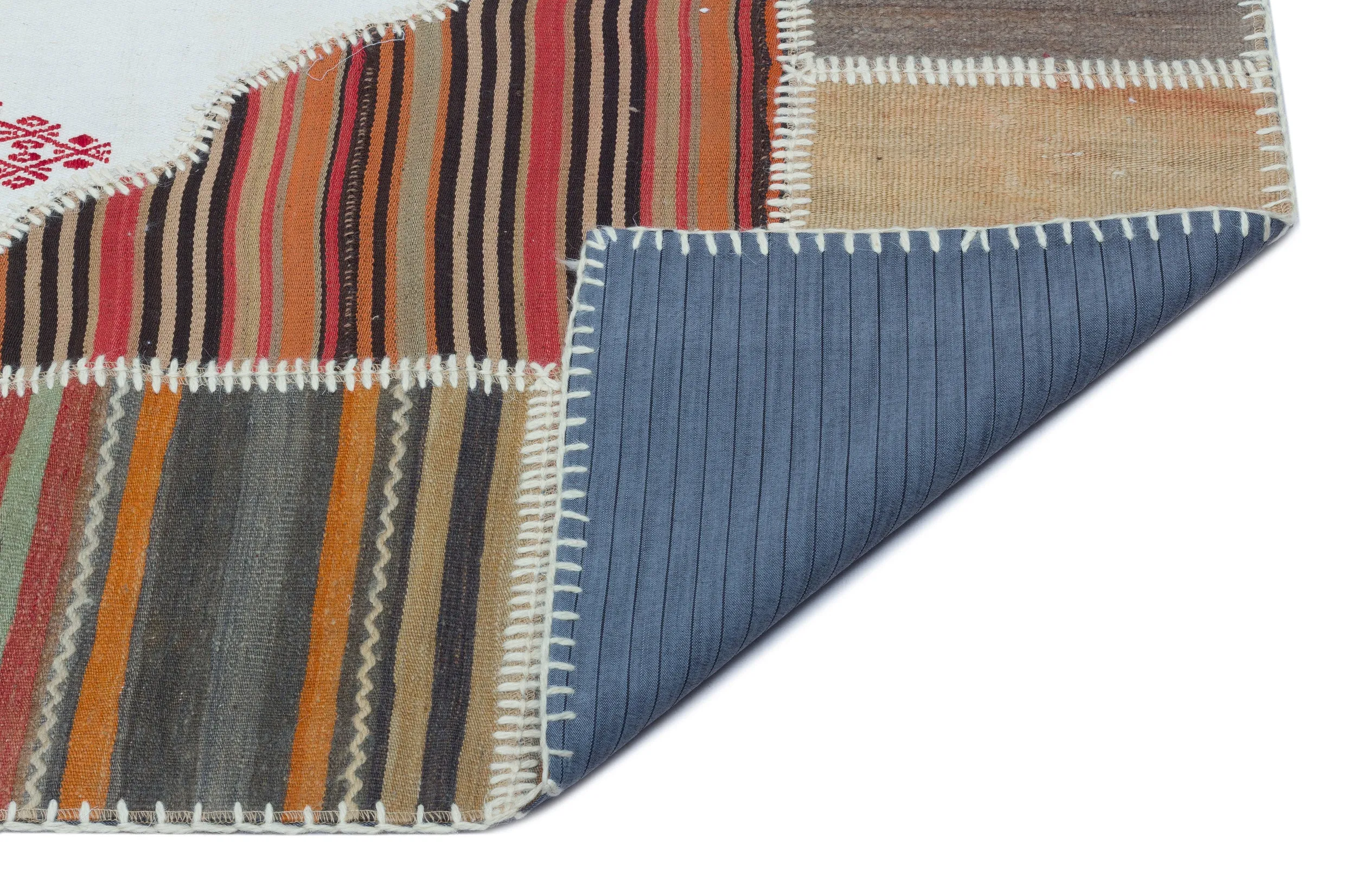 Naturel Over Dyed Kilim Patchwork Unique Rug 5'2'' x 7'5'' ft 157 x 226 cm