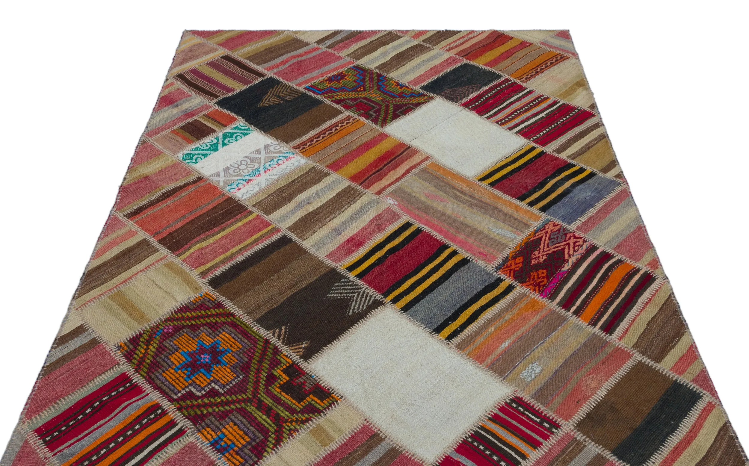 Naturel Over Dyed Kilim Patchwork Unique Rug 5'2'' x 7'6'' ft 157 x 229 cm