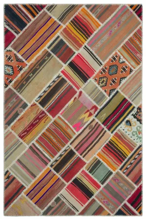Naturel Over Dyed Kilim Patchwork Unique Rug 5'2'' x 7'9'' ft 157 x 237 cm