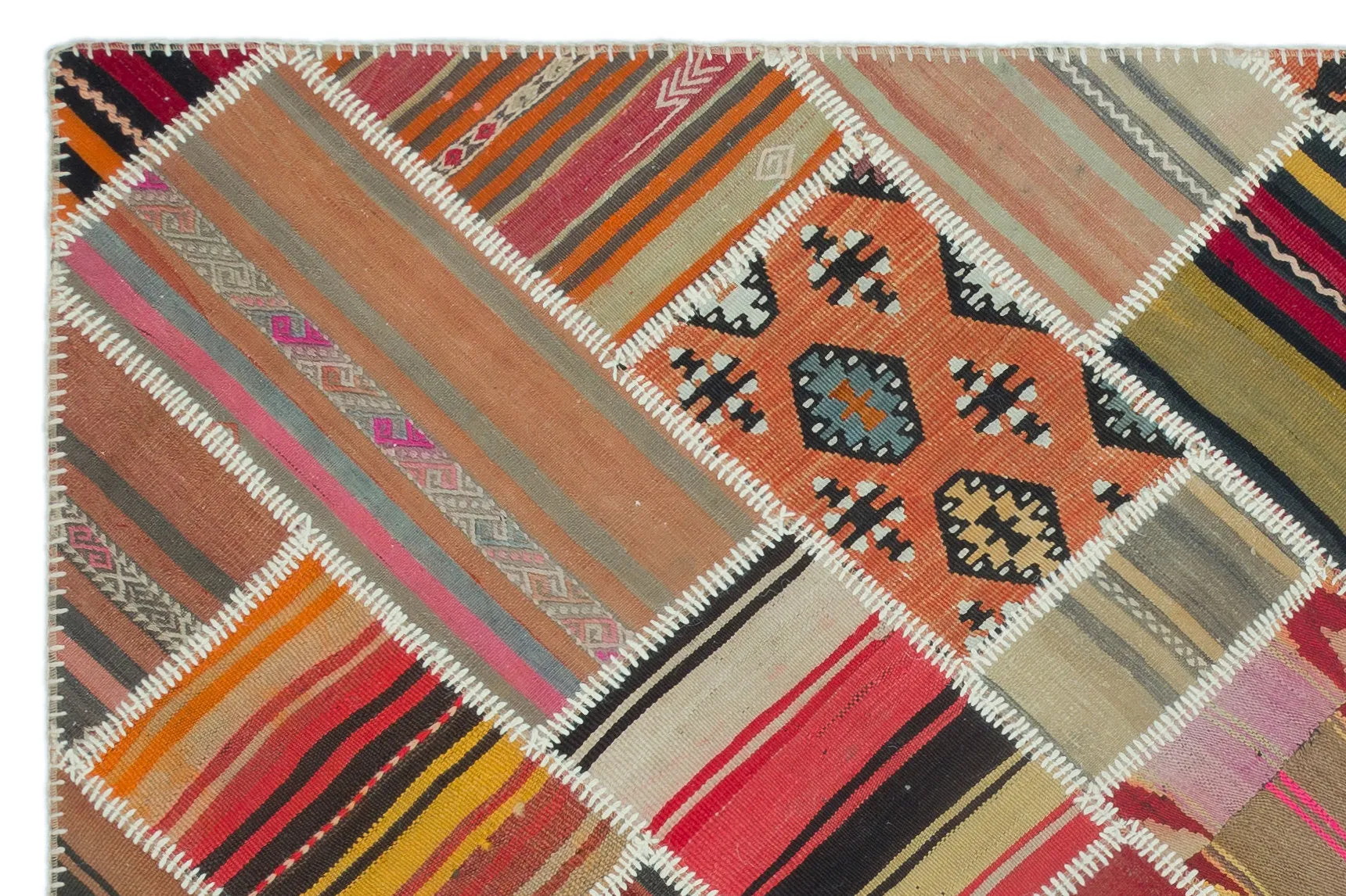 Naturel Over Dyed Kilim Patchwork Unique Rug 5'2'' x 7'9'' ft 157 x 237 cm