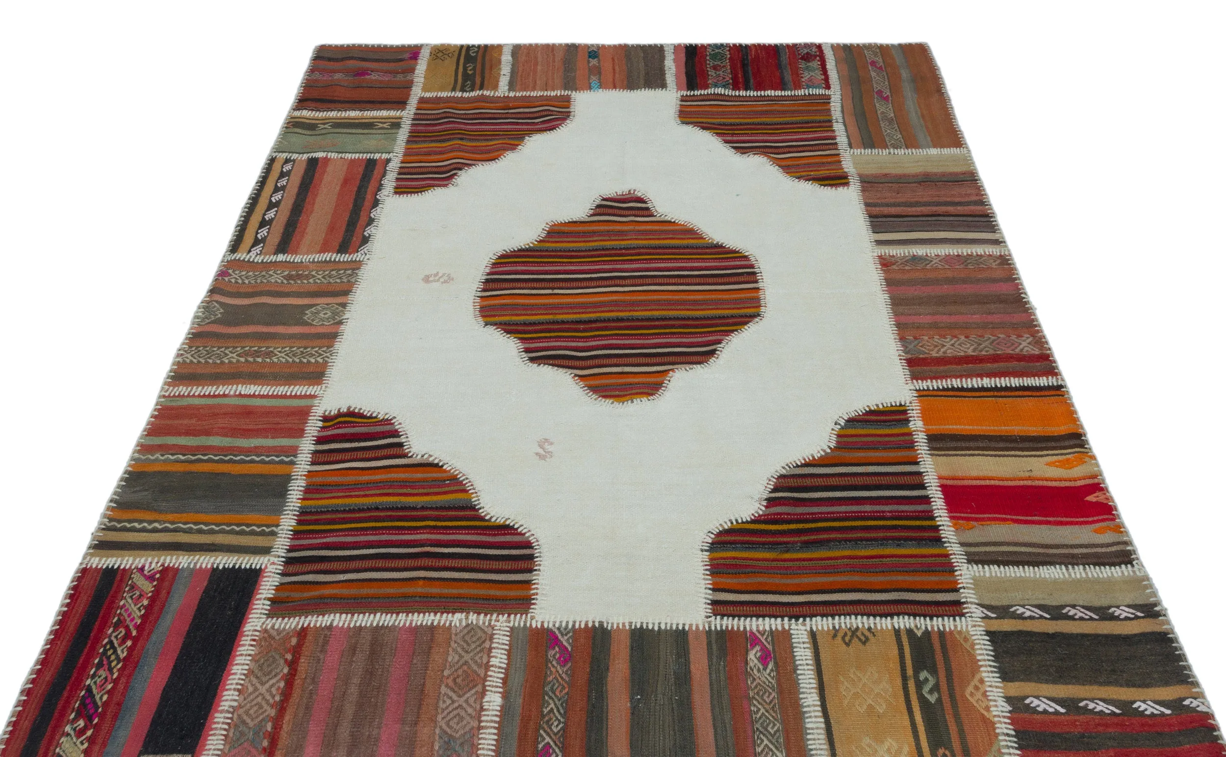 Naturel Over Dyed Kilim Patchwork Unique Rug 5'3'' x 7'5'' ft 161 x 227 cm