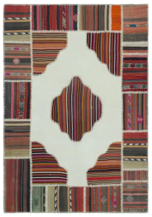 Naturel Over Dyed Kilim Patchwork Unique Rug 5'3'' x 7'6'' ft 159 x 228 cm