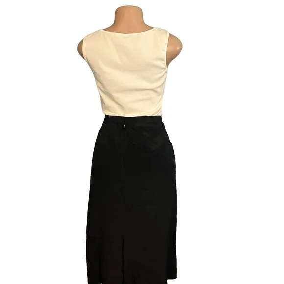 Neiman Marcus Silk Midi Skirt Black