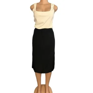 Neiman Marcus Silk Midi Skirt Black