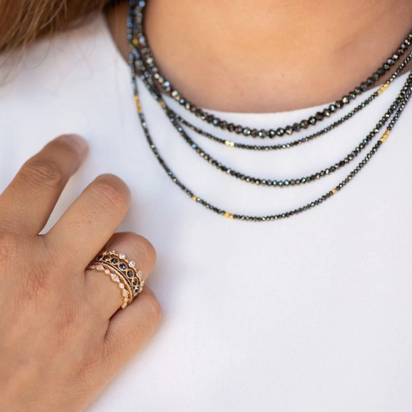Noir Black Diamond and Gold Necklace