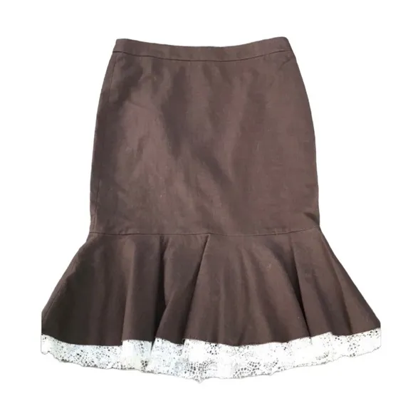 🎯NWOT Robert Rodriguez Linen Ruffle Skirt Brown Size 6