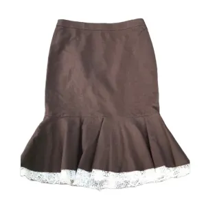 🎯NWOT Robert Rodriguez Linen Ruffle Skirt Brown Size 6