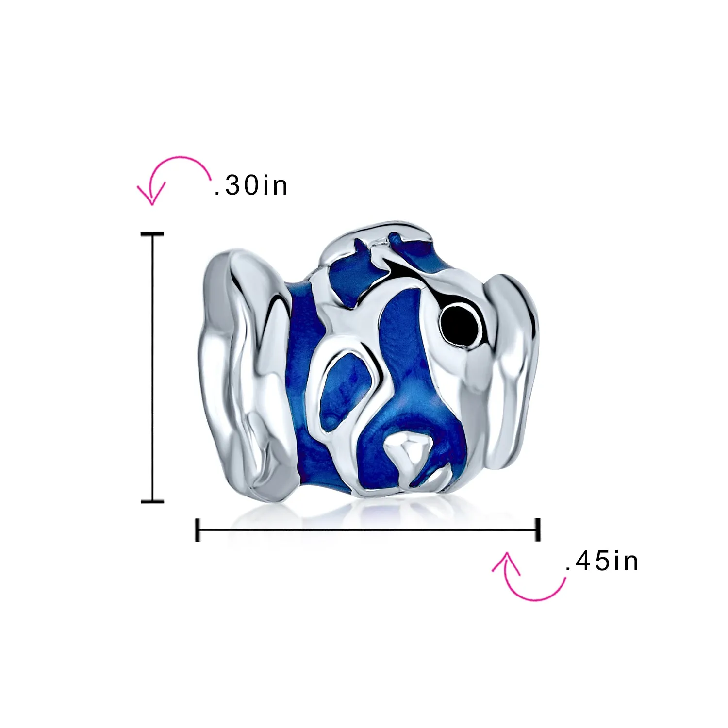 Ocean Blue Enamel Blow Fish Charm Bead Sterling Silver for European Bracelet