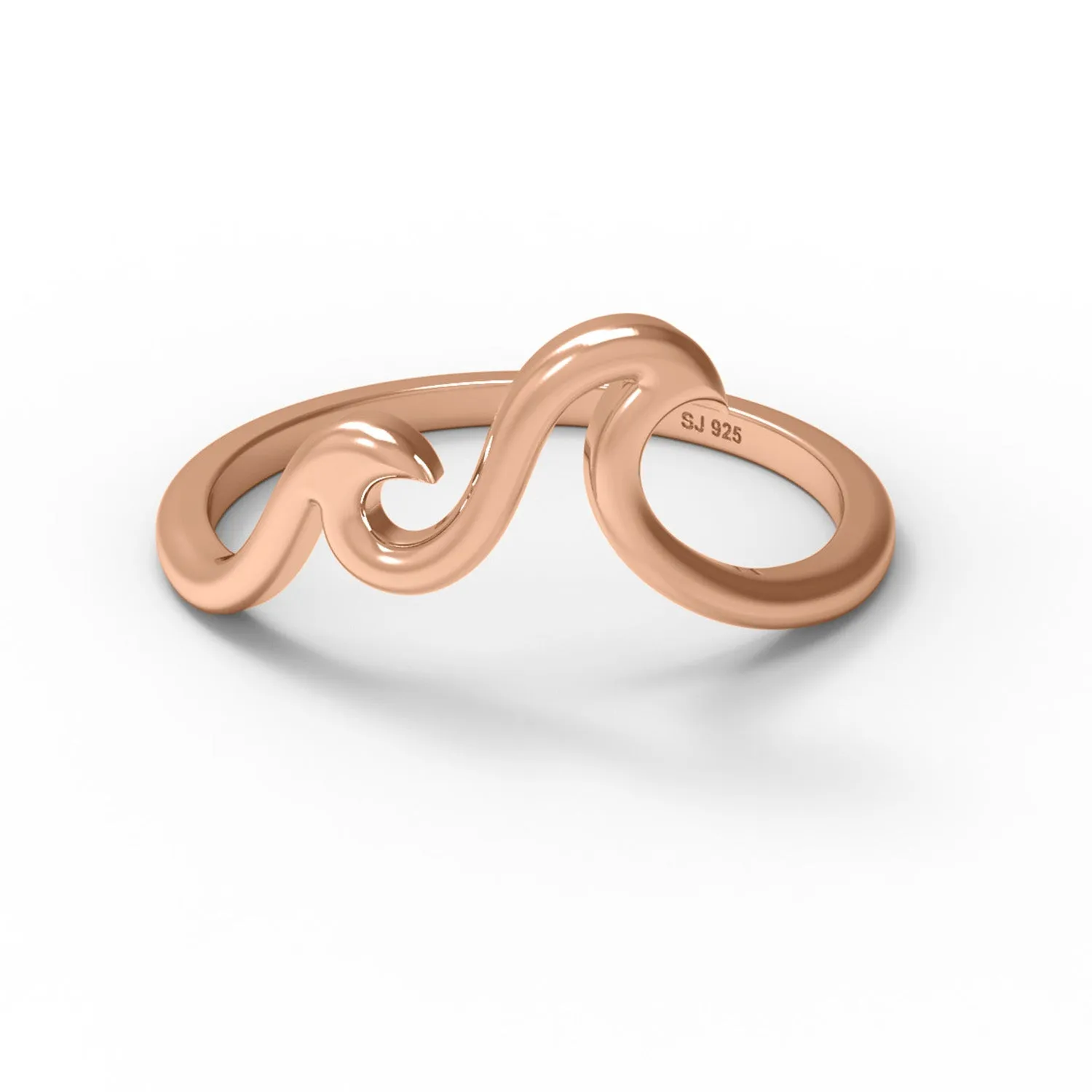 Ocean Wave Style Dainty Simple Minimalist 925 Sterling Silver Ring
