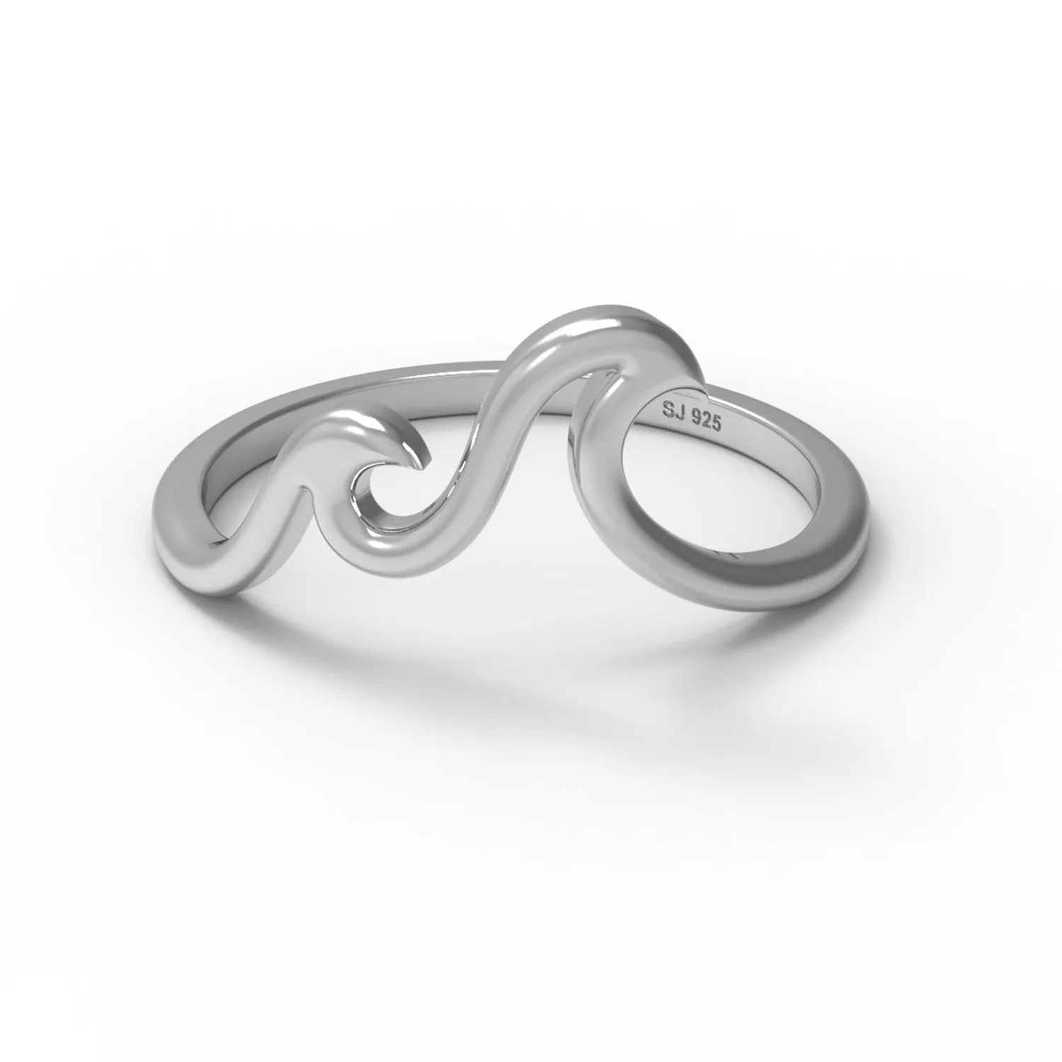 Ocean Wave Style Dainty Simple Minimalist 925 Sterling Silver Ring