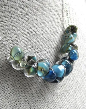 OCEAN'S EDGE - Ombre Blue Green Glass Drop Necklace