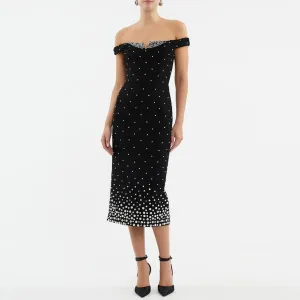 Off Shoulder Sleeveless Exquisite Midi Dress KLYF1339