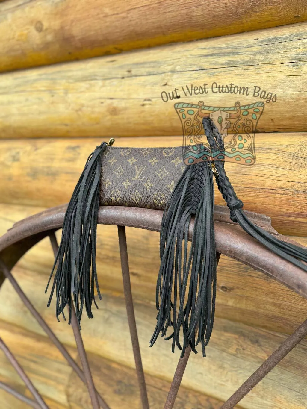 Out West GM Pouch Wristlet/Crossbody Revamped Leather Fringe