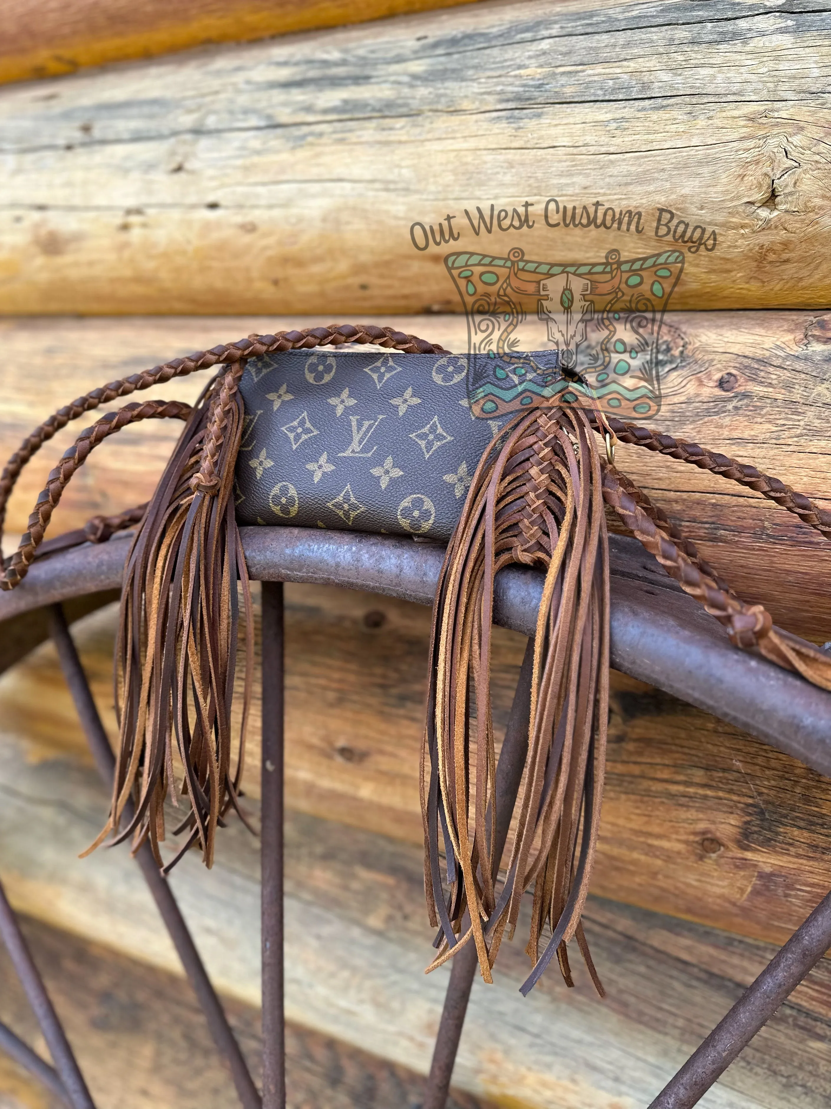 Out West GM Pouch Wristlet/Crossbody Revamped Leather Fringe