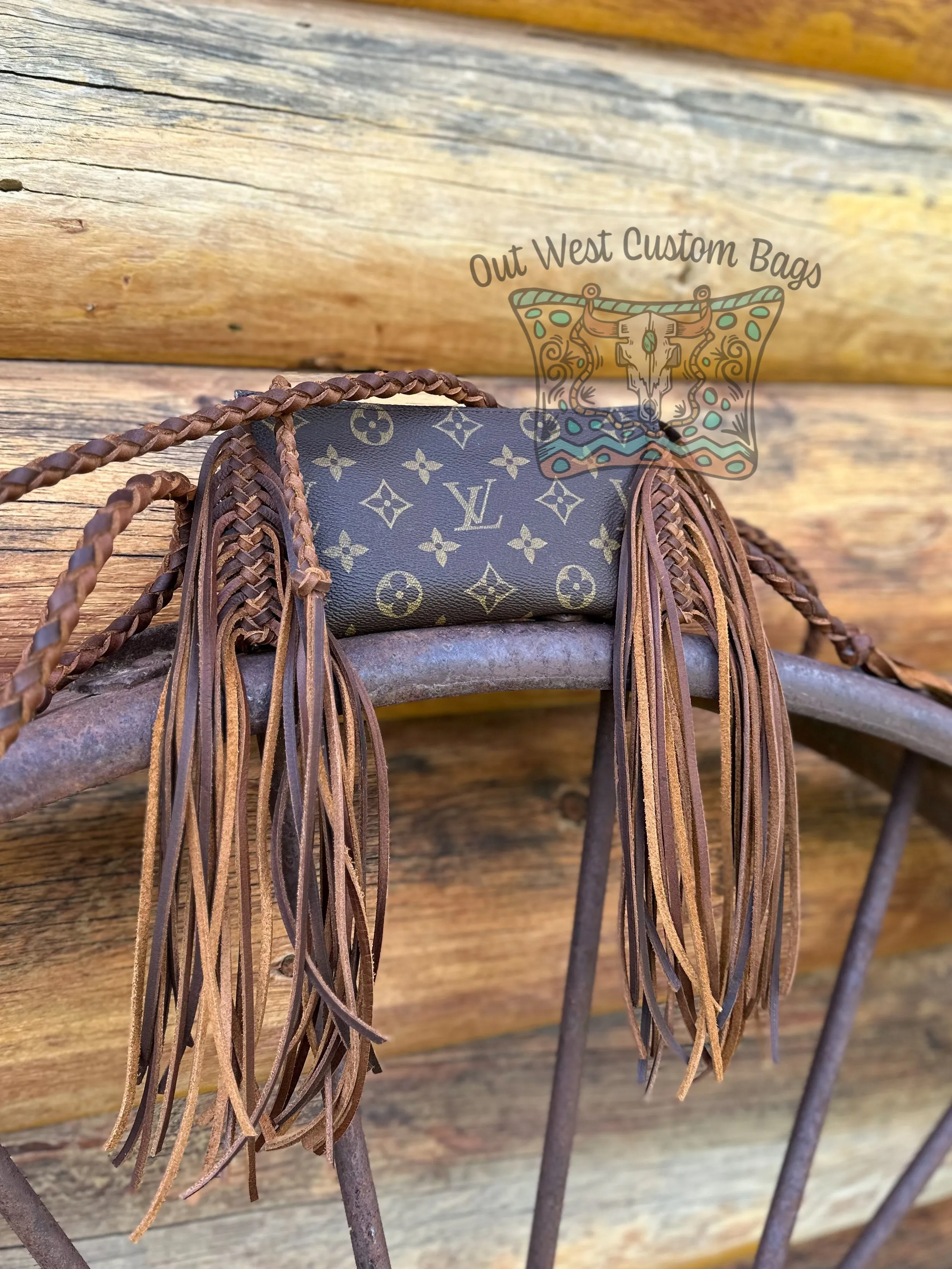 Out West GM Pouch Wristlet/Crossbody Revamped Leather Fringe