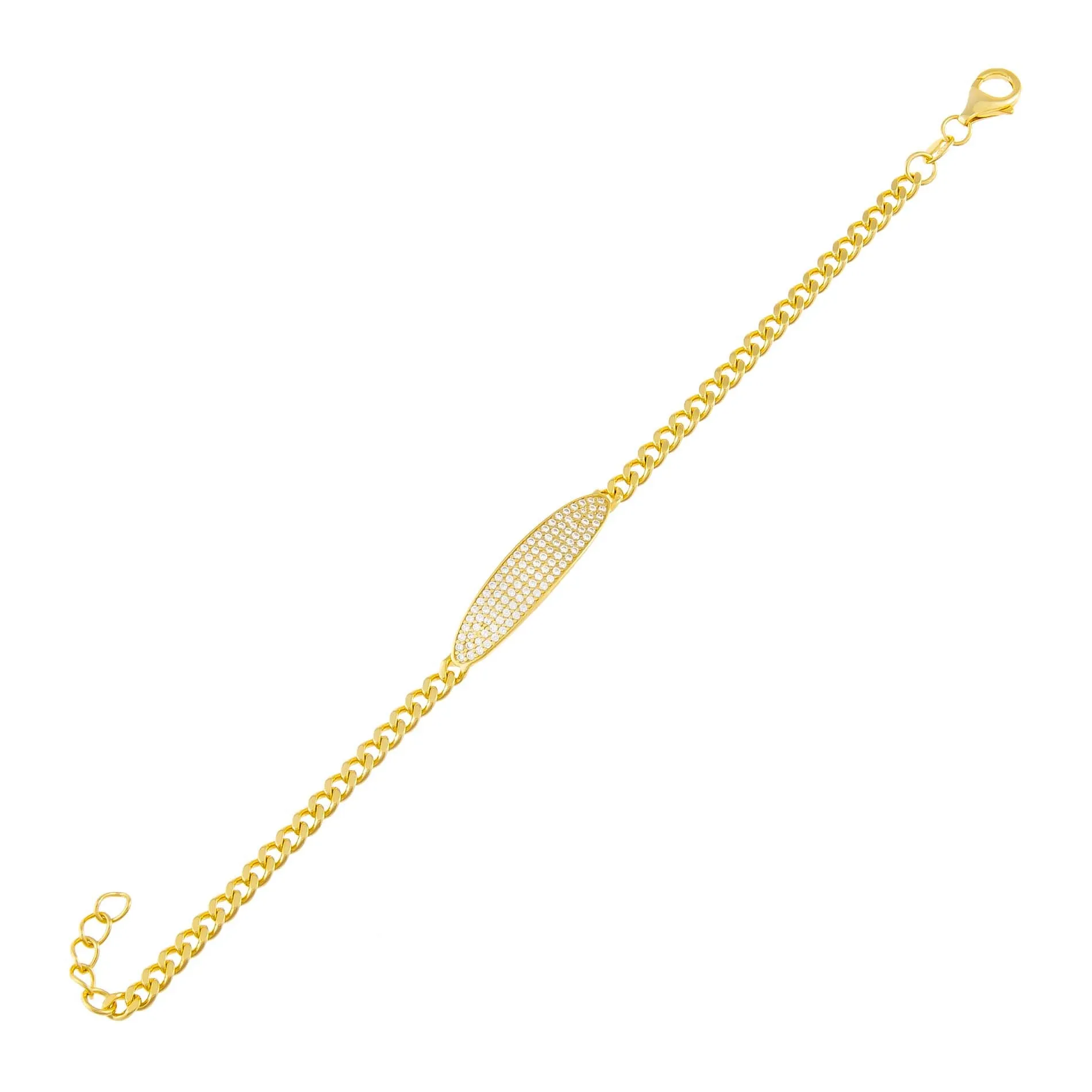 Oval Pavé Bar Chain Bracelet