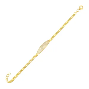 Oval Pavé Bar Chain Bracelet