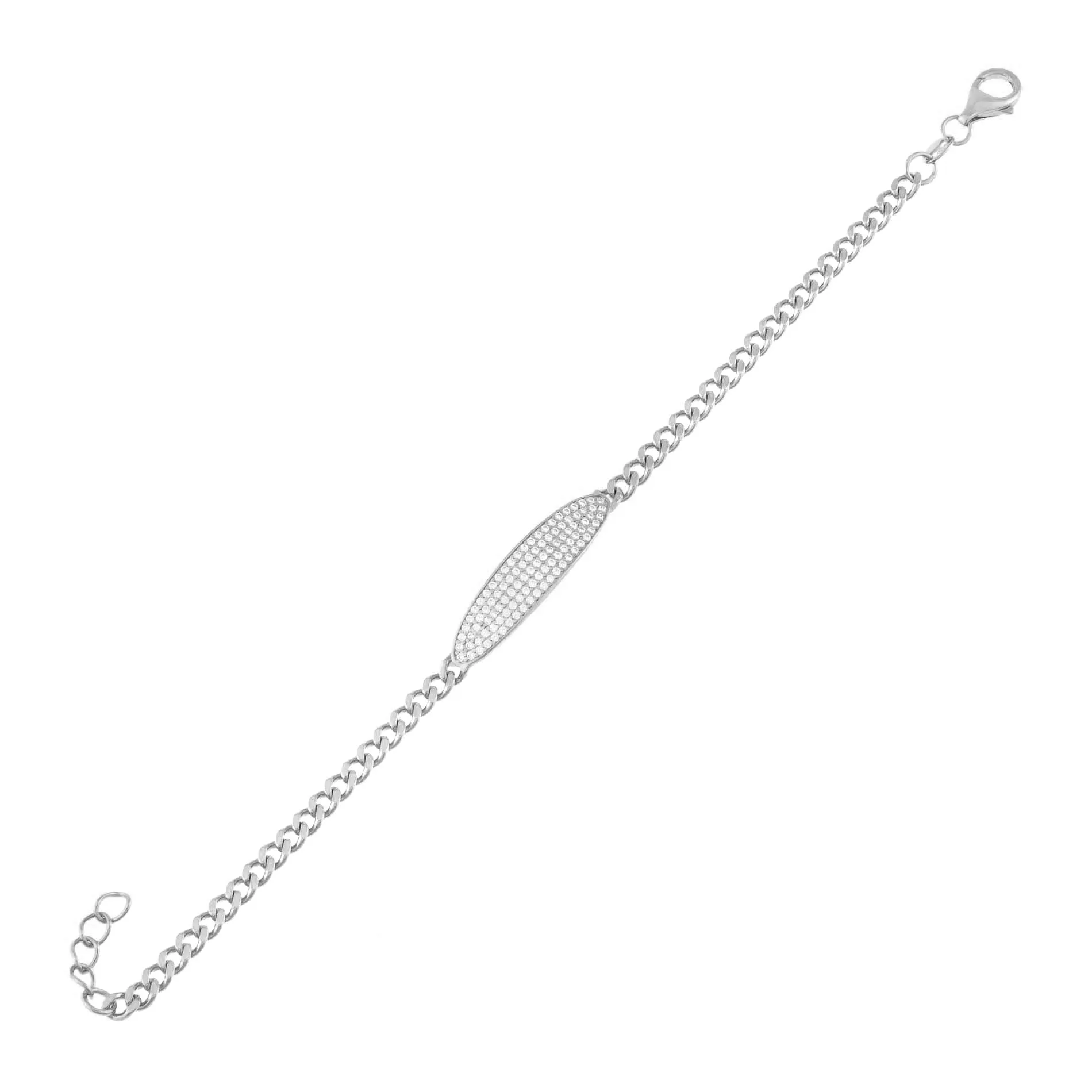 Oval Pavé Bar Chain Bracelet