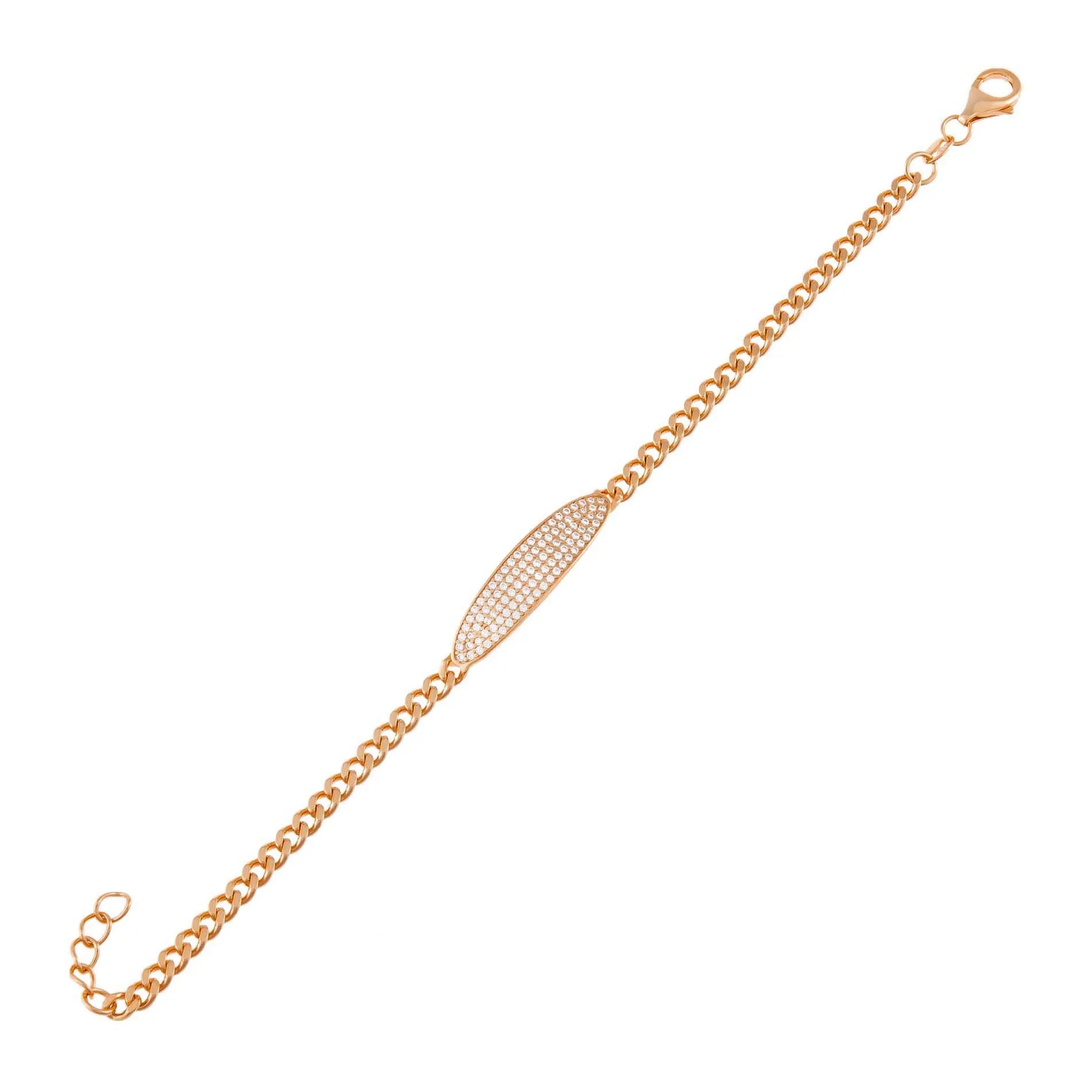 Oval Pavé Bar Chain Bracelet