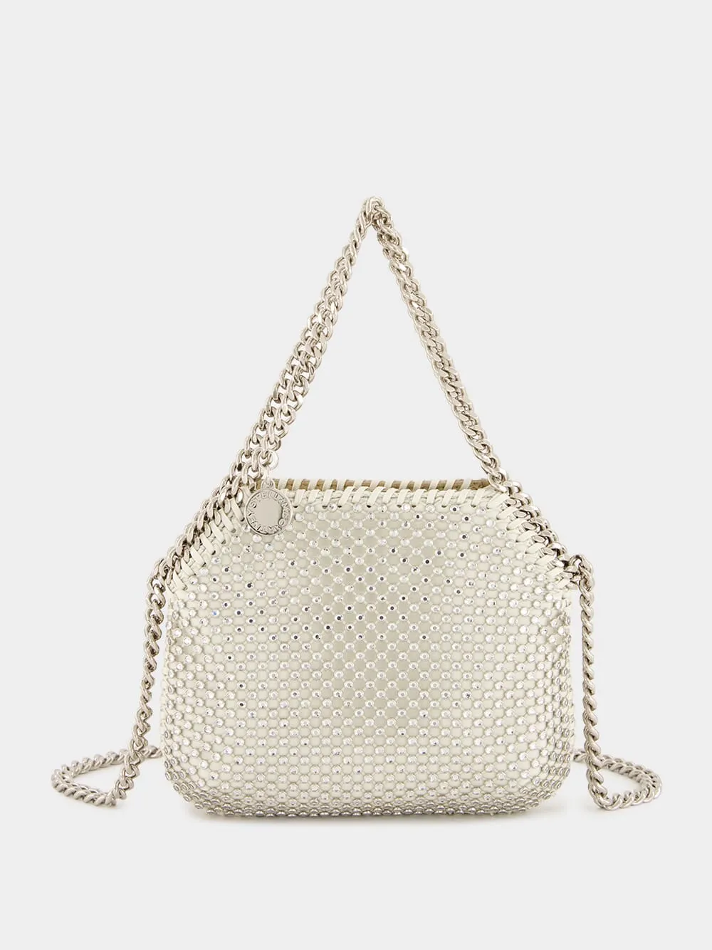 Oyster Crystal Mesh Mini Falabella Tote Bag