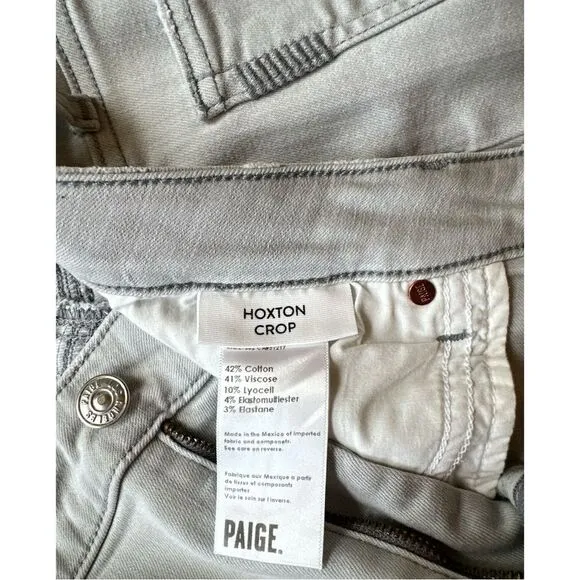 Paige Hoxton Crop In Seattle Sky High Rise Crop Raw Hem Jeans Denim Size 30