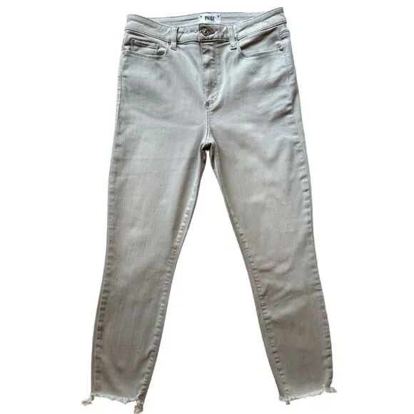Paige Hoxton Crop In Seattle Sky High Rise Crop Raw Hem Jeans Denim Size 30
