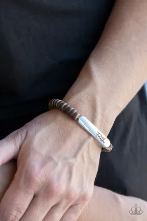Paparazzi Full Faith - Brown Wood Bracelet