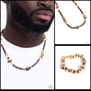 Paparazzi Stony Survivor Necklace Brown & Chiseled Cameo Bracelet Brown