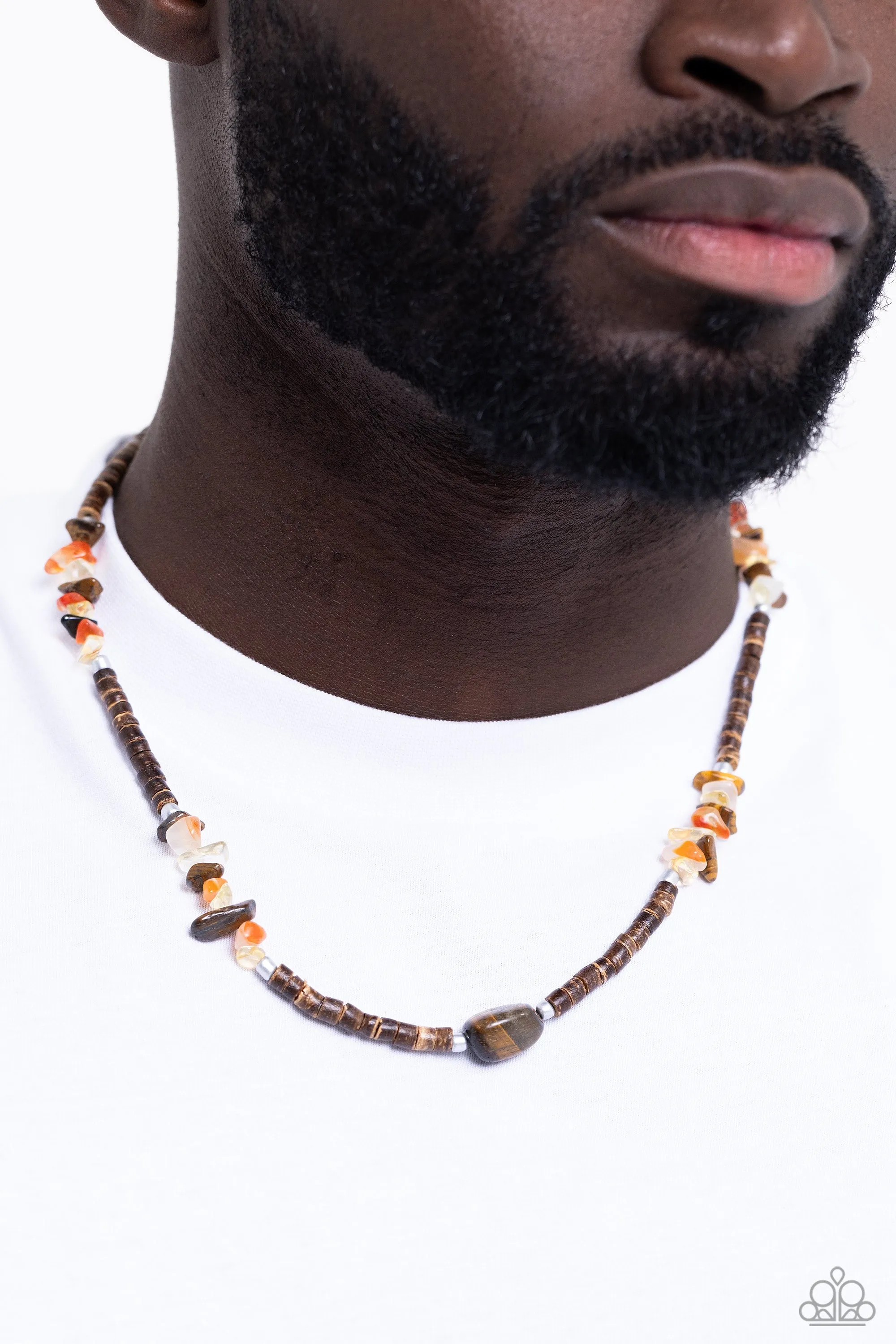 Paparazzi Stony Survivor Necklace Brown & Chiseled Cameo Bracelet Brown